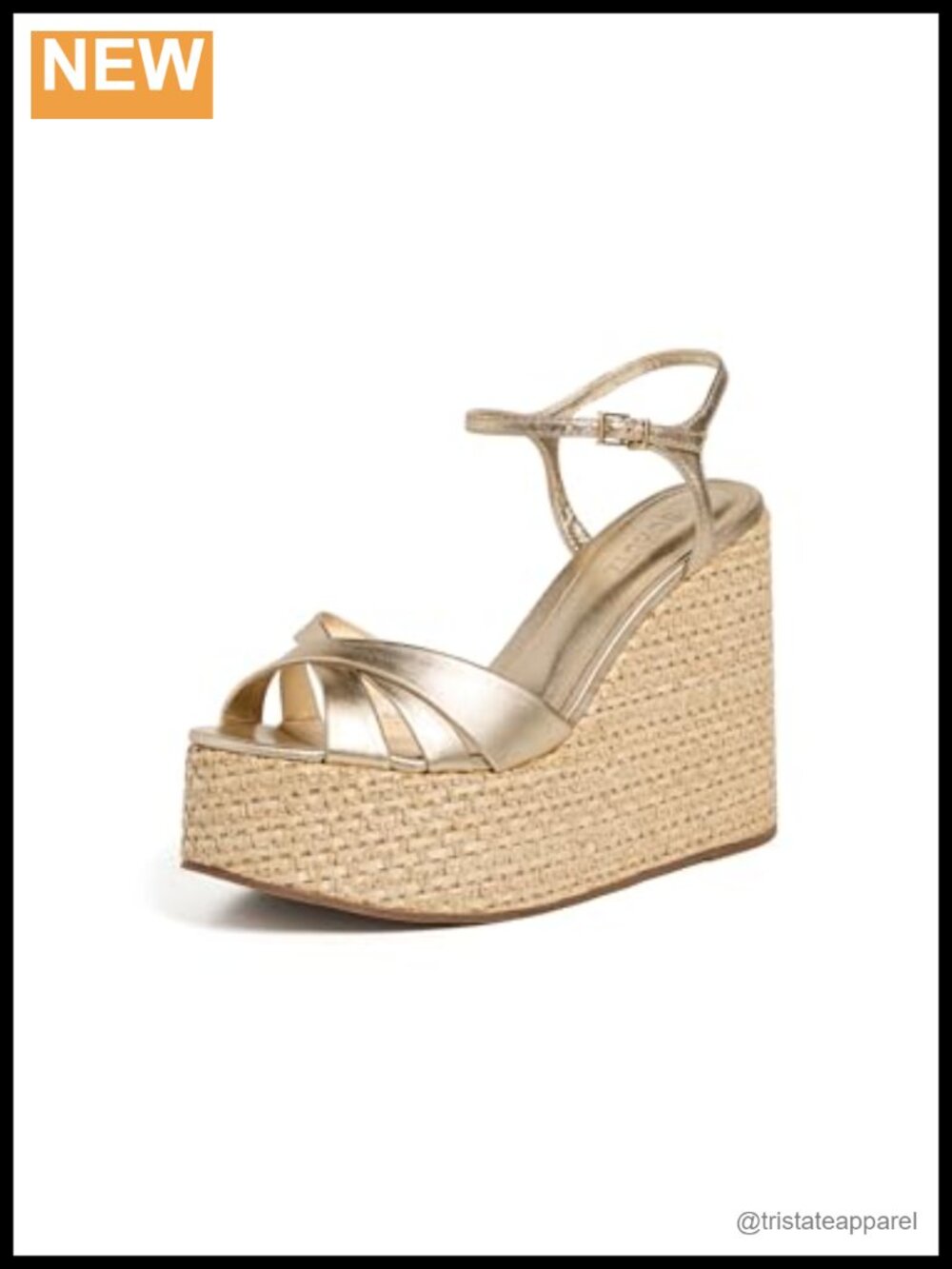 Metallic Woven Raffia Platform Wedge Sandals Open Toe Adjustable Buckle